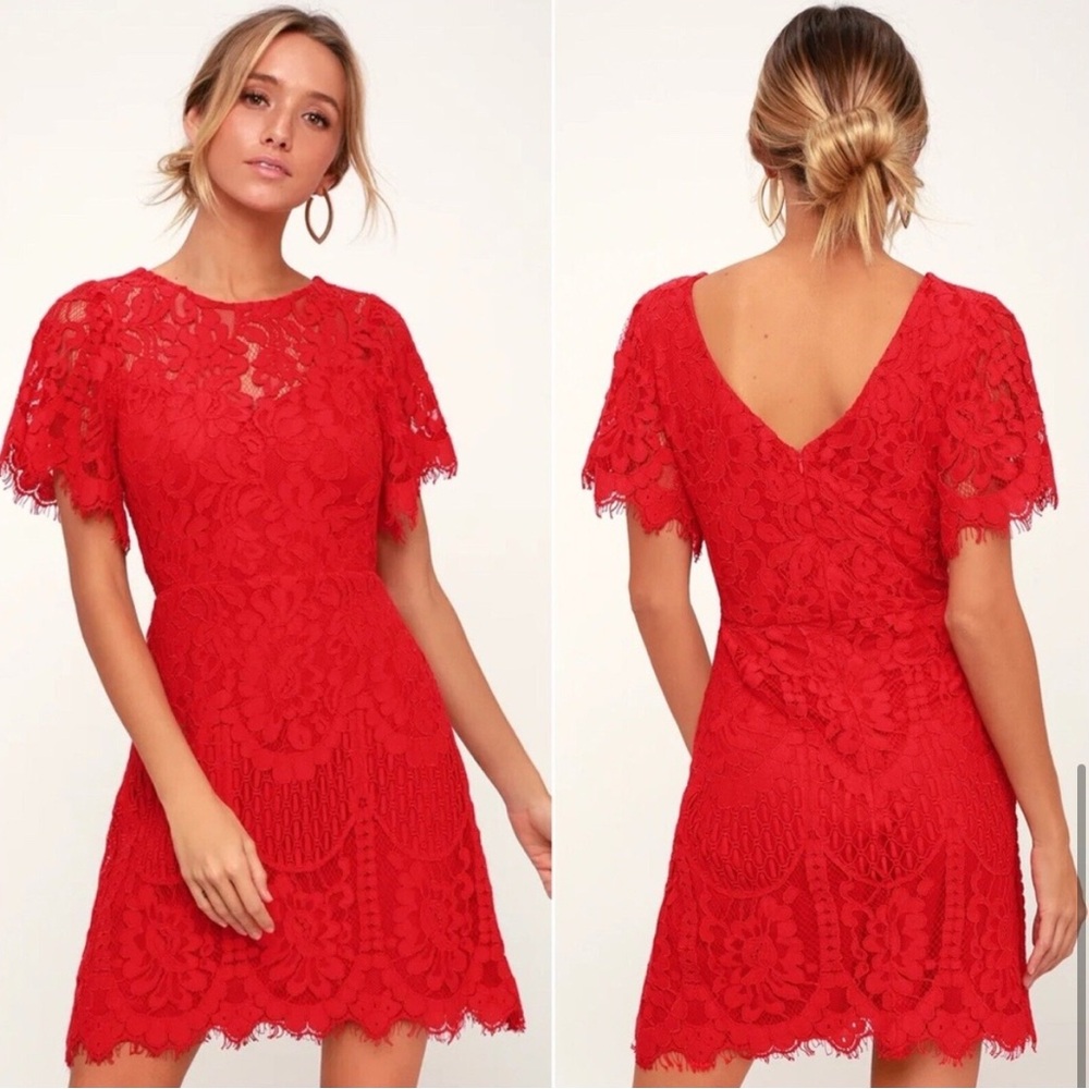 Elegant Red Lace Dress